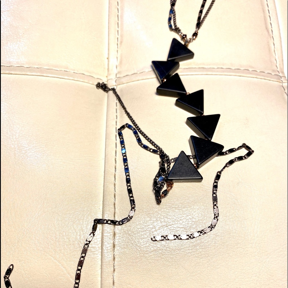Nakamol Necklace with black  triangles and sparkling chains